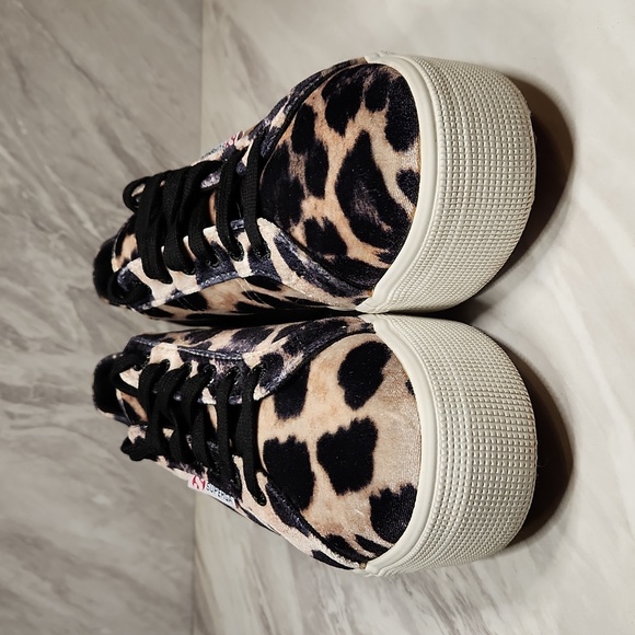 Superga Platform Velvet Cheetah Print Sneakers Women's sz 10 - Picture 2 of 10